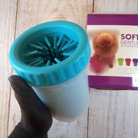 Стакан для миття лап, лапомойка для собак Soft pet foot cleaner Pink (Для великих собак) Синій, фото 2