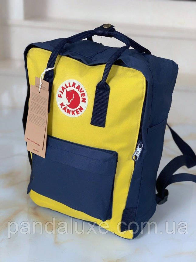 Рюкзак стильний канкен Fjallraven Kanken Classic 16л жовто-синій, фото 1