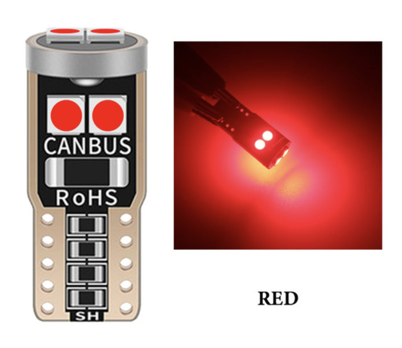 T10 6-SMD 3030 LED W5W лампочка автомобільна - червоний