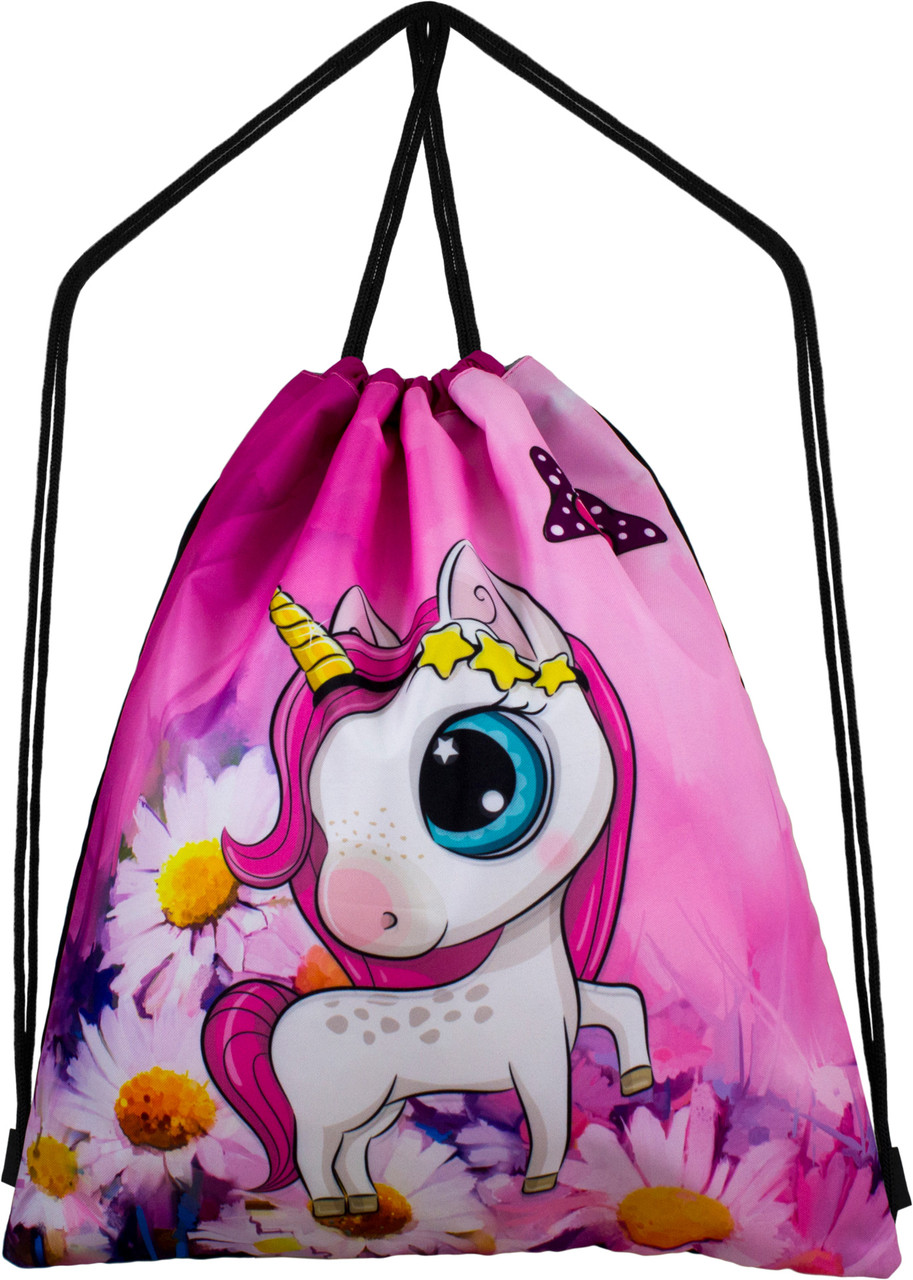 Рюкзак сумка-мішок для змінного взуття дитячий на шнурках шкільний для дівчинки Єдиноріг Winner One M-31
