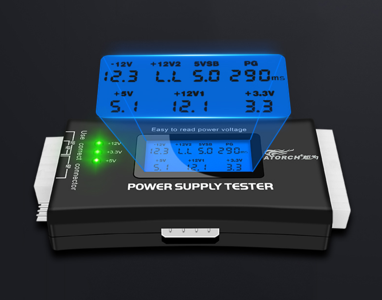 Тестер блоків живлення ATX з РК дисплеєм