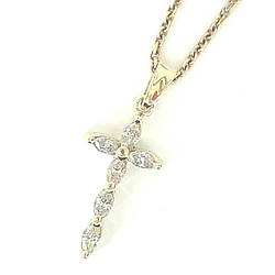 Золотий хрест із діамантами 750 проби