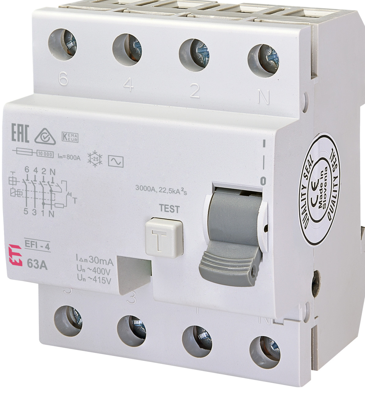 Диф. реле ETI EFI-4 4p 63A 30mA 10kA 2062144