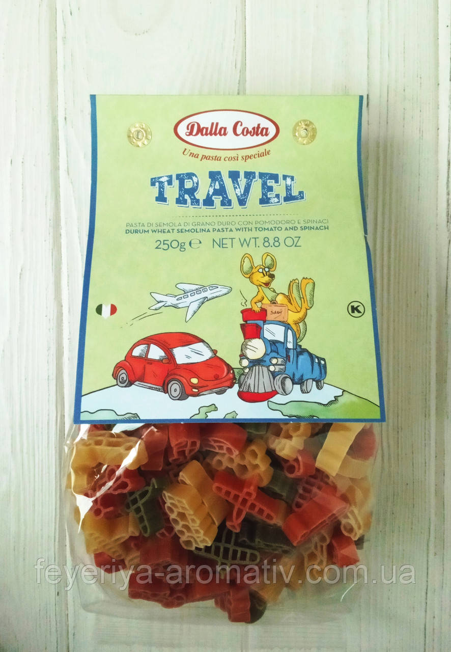 Кольорові макарони з томатом і шпинатом Dalla Costa Travel Pasta, 250г (Італія)