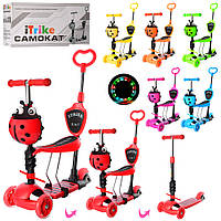 Самокат дитячий беговел 5 в 1 iTrike JR 3-026-B Божа корівка з батьківською ручкою