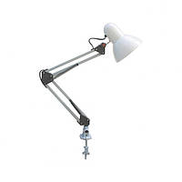 Настольная лампа 60Вт Е27 RANA под LED лампу на струбцине белая Horoz Electric