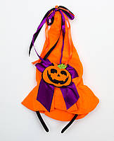 Капелюх-обідок гарбуз, помаранчевий, фіолетовий, фетр, карнавальний головний убір для вечірок (513276-2)