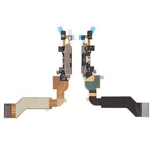 Шлейф для iPhone 4s, роз'єм зарядки, мікрофон, Original, чорний