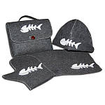 Набір подарунковий для лазні "Рибак" (шапка+килимок+рукавиця) сірий