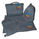 Набір подарунковий для лазні "С легким паром" (шапка+килимок+рукавиця) сірий