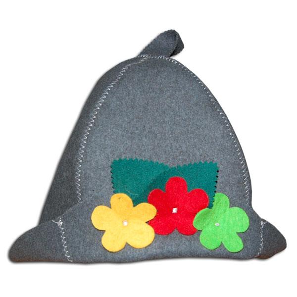 Шапка для лазні "Літня з декором", (вовна)