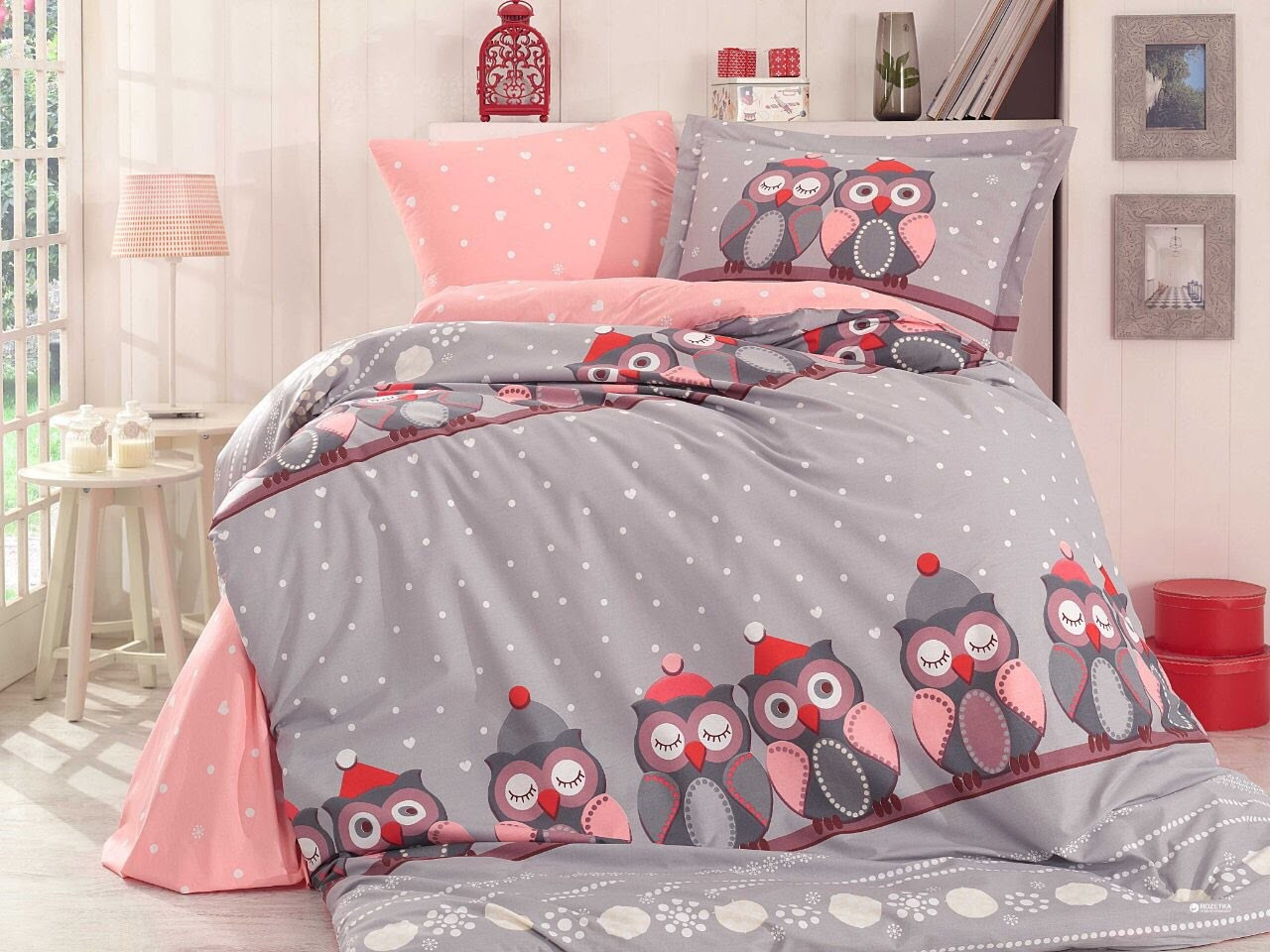 Сімейна постільна білизна бязь голд -  Сови новорічні