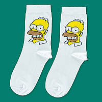 Носки белые с оригинальным принтом "Гомер"