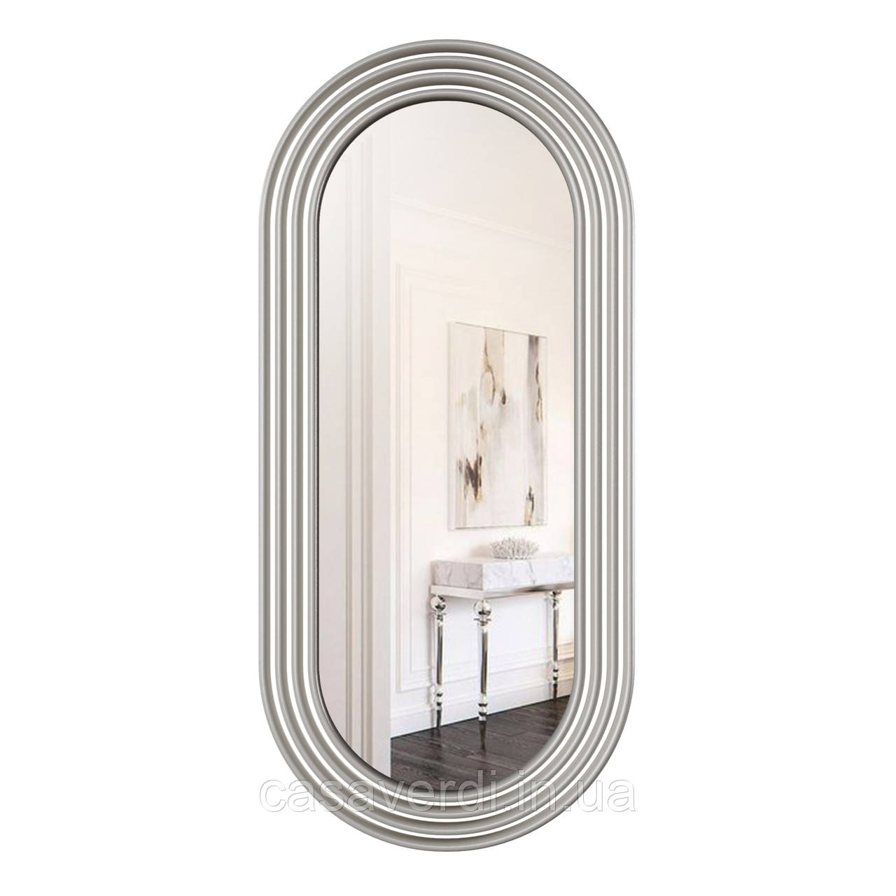 Дзеркало настінне Casa Verdi Zero срібло 174 см х 80 см. З рамою МДФ, розмір дзеркала 148 см х 55 см