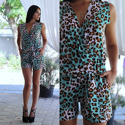 Леопардовий комбінезон літній жіночий,РОЗМІР ТІЛЬКИ 38/40(XS)