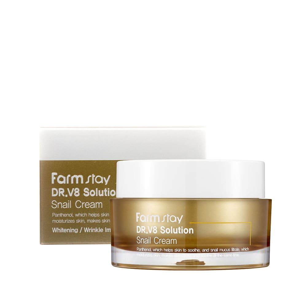 Зволожуючий крем для обличчя з равликовим муцином FarmStay Dr.V8 Solution Snail Cream 50 мл (8809624723621), фото 1