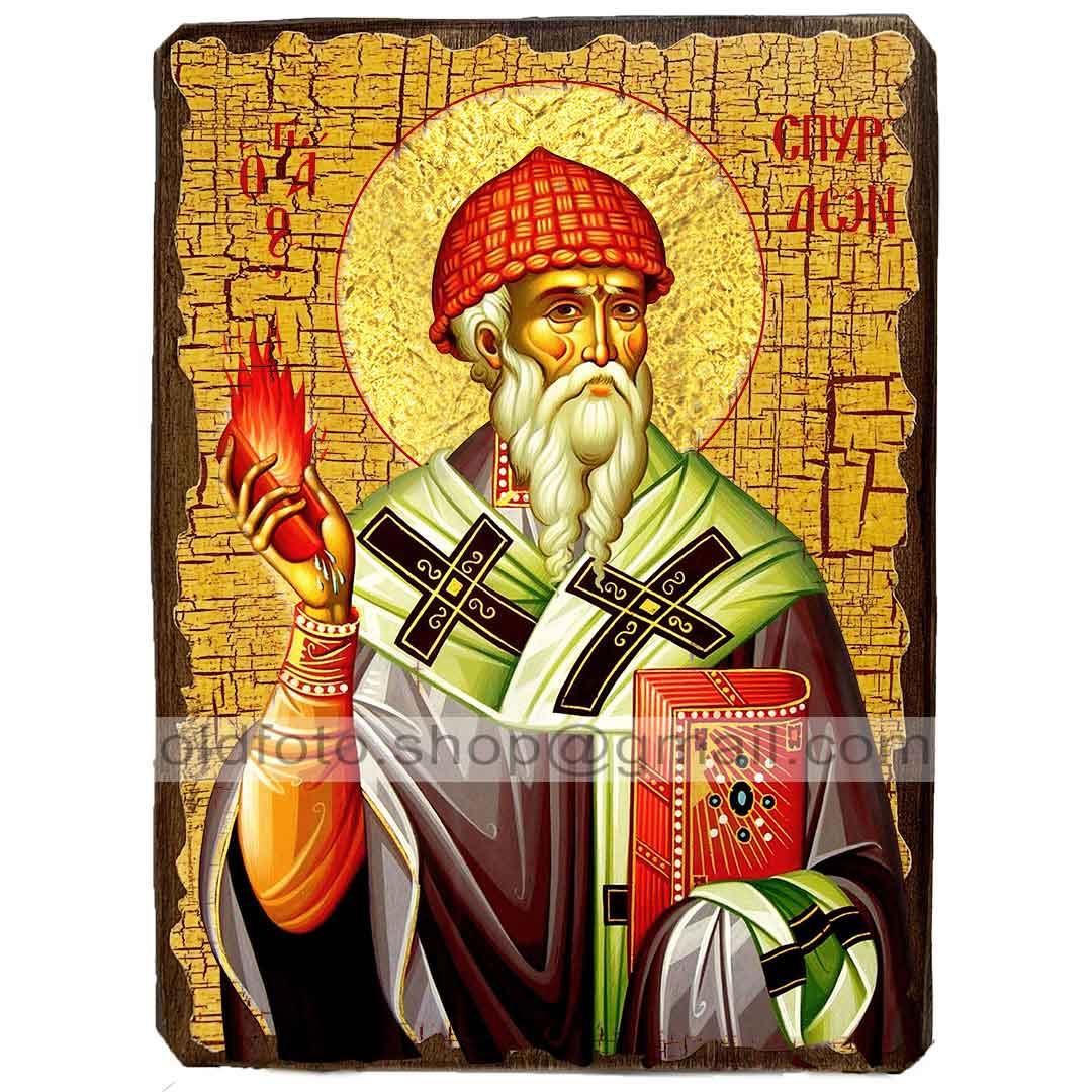 Ікона Святитель Спиридон Триміфунтський (поясний) ,ікона на дереві 130х170 мм