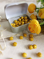 Дерев'яні намистини лимонного кольору, 60 шт, d - 0,8cm