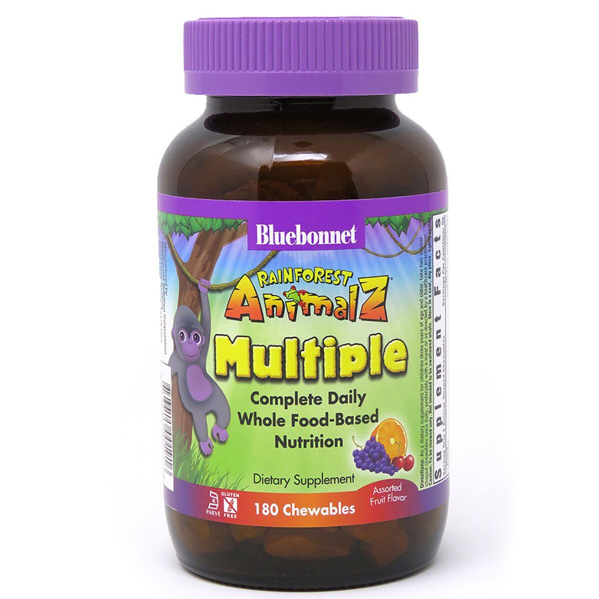 Мультивітаміни для Дітей, Смак Фруктів, Rainforest Animalz, Bluebonnet Nutrition, 180 жев. таб.