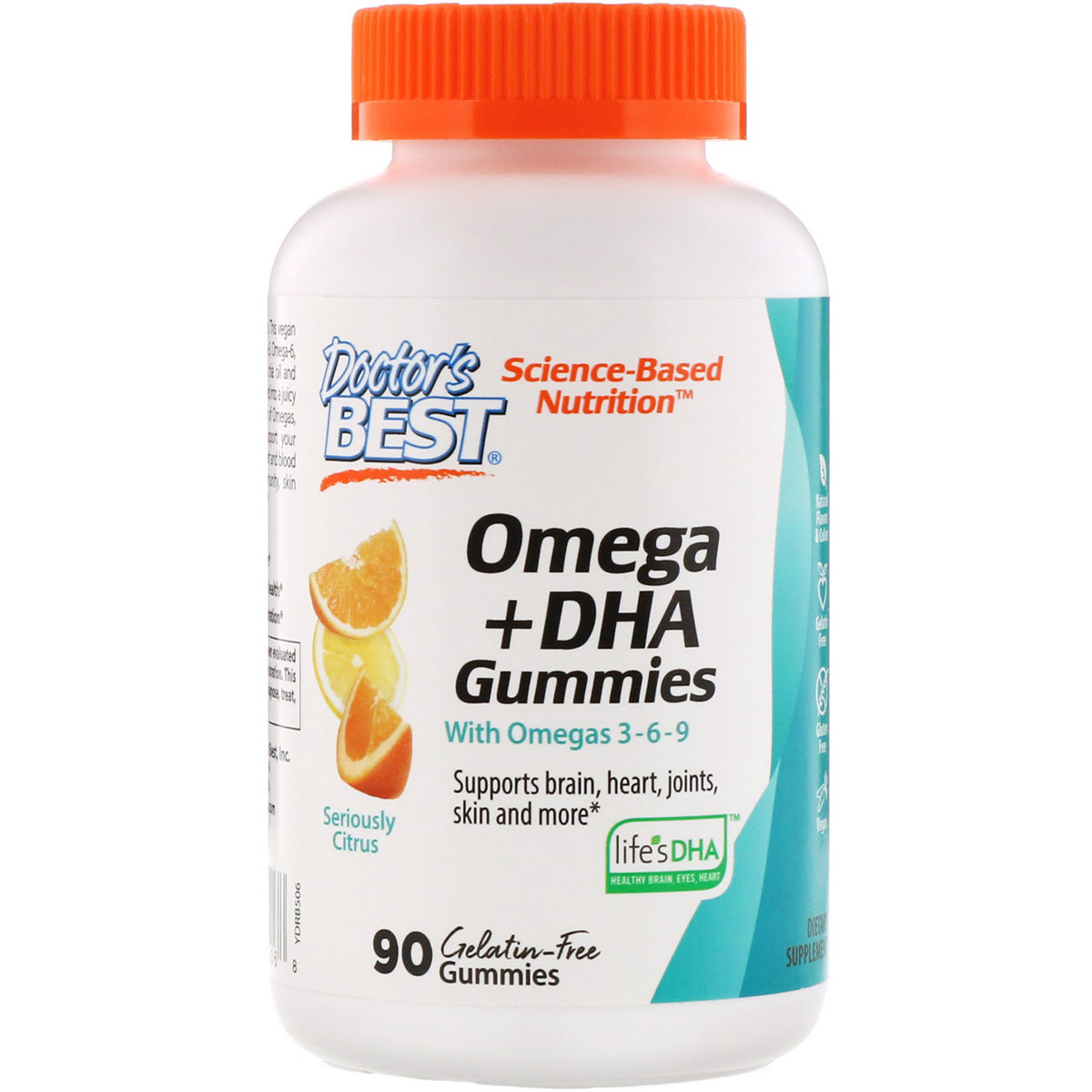Вегетаріанська Омега 3-6-9 зі Смаком Цитруса, Doctor's s Best, Omega+ DHA, 90 желейних цукерок