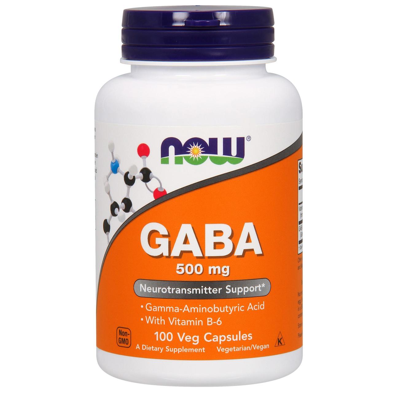 GABA (Гамма-Аміномасляна кислота) 500 мг, Now Foods, 100 вегетаріанських капсул