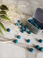 Дерев'яні намистини бірюзового кольору, 60 шт, d - 0,8 cm