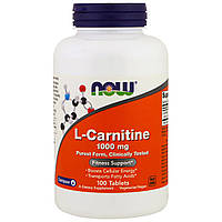 L-карнітин, L-Carnitine, Now Foods, 1000 мг, 100 таблеток
