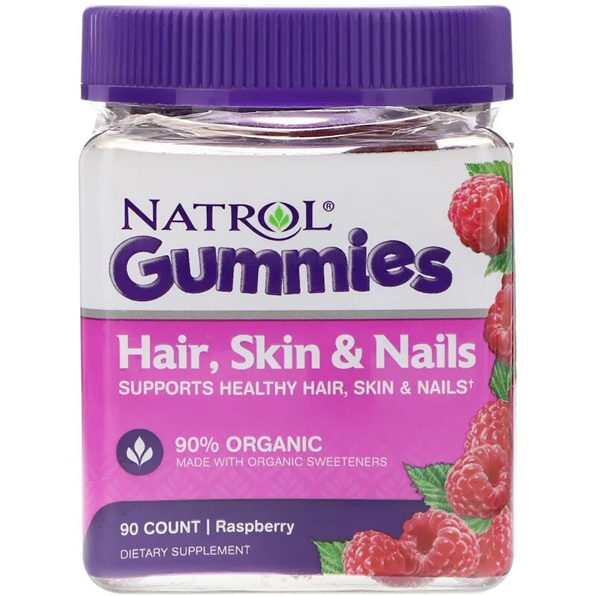 Комплекс для волосся, шкіри та нігтів, Смак малини, Natrol, Hair, Skin & Nails, 90 жувальних таблеток
