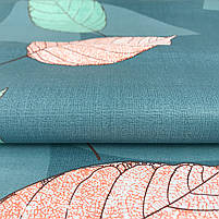 Бязь Gold бавовняна "Листя великі на голубому" 220см, фото 2