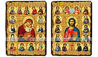 Иконы Венчальная пара "С Предстоящими ,на дереве 170х130 мм