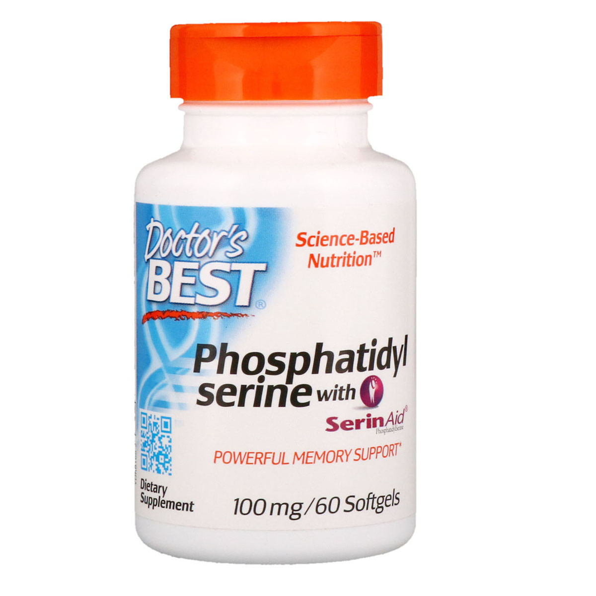 Фосфатидилсерин, Phosphatidylserine with SerinAid, Doctor's s Best, 100 мг, 60 желатинових капсул