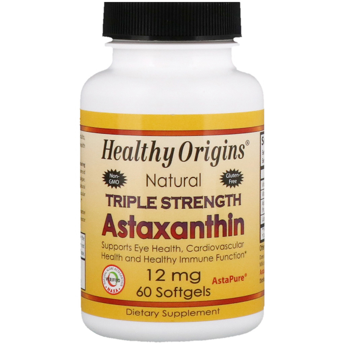 Астаксантин, Astaxanthin (Complex) AstaPure®, Healthy Origins, 12 мг 60 капсул, фото 1
