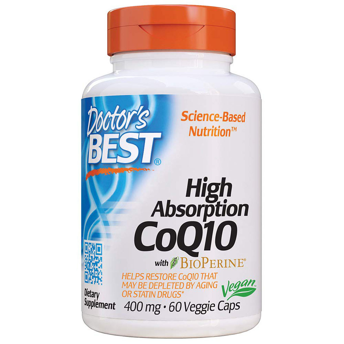 Коензим Q10 Високою Абсорбації 400 мг, BioPerine, Doctor's s Best, 60 желатинових капсул