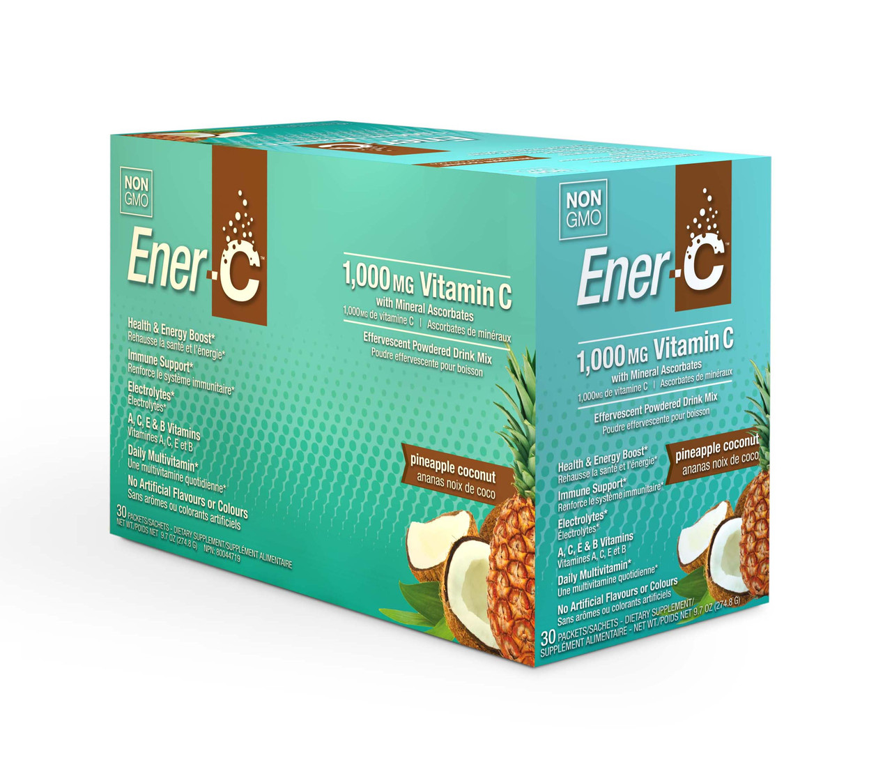 Вітамінний Напій для Підвищення Імунітету, Смак Ананаса і Кокоса, Vitamin C, Ener-C, 30 пакетиків