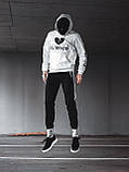 Спортивний чоловічий костюм молодіжна весна худі штани бавовна білий із чорним Київ, фото 6