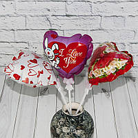 Кулька самонадувна Серце з тримачем 15см (уп 12шт)