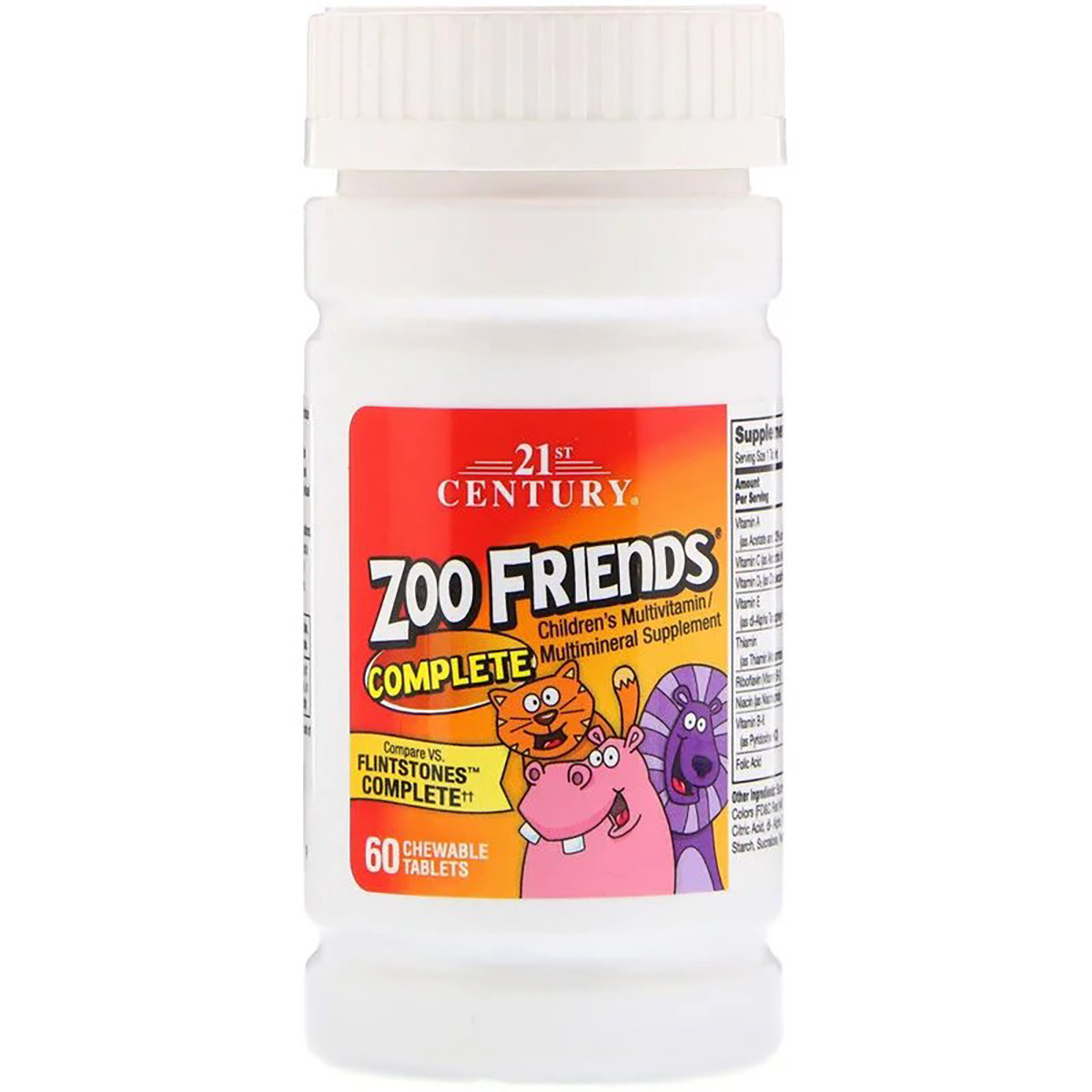 Мультивітаміни та мультимінерали для дітей, Zoo Friends Complete, 21st Century, 60 жувальних таблеток