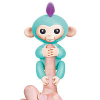 Інтерактивна іграшка - розумна мавпочка Fingerlings Monkey фингерлинкс монкей на палець синій та бірюзовий