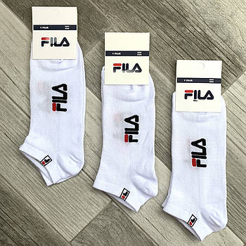 Шкарпетки чоловічі спортивні бавовна з сіткою короткі Fila, Туреччина, 41-45 розмір, білі, 06350