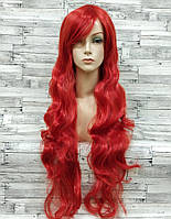 Перука червона хвиляста з довгим чубчиком жіноча для жінок 80см зі штучного волосся