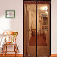 Москитная штора на дверь на магнитах 210х70см коричневая