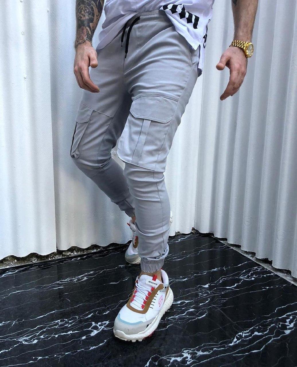 Чоловічі штани карго M317 сірі, фото 1