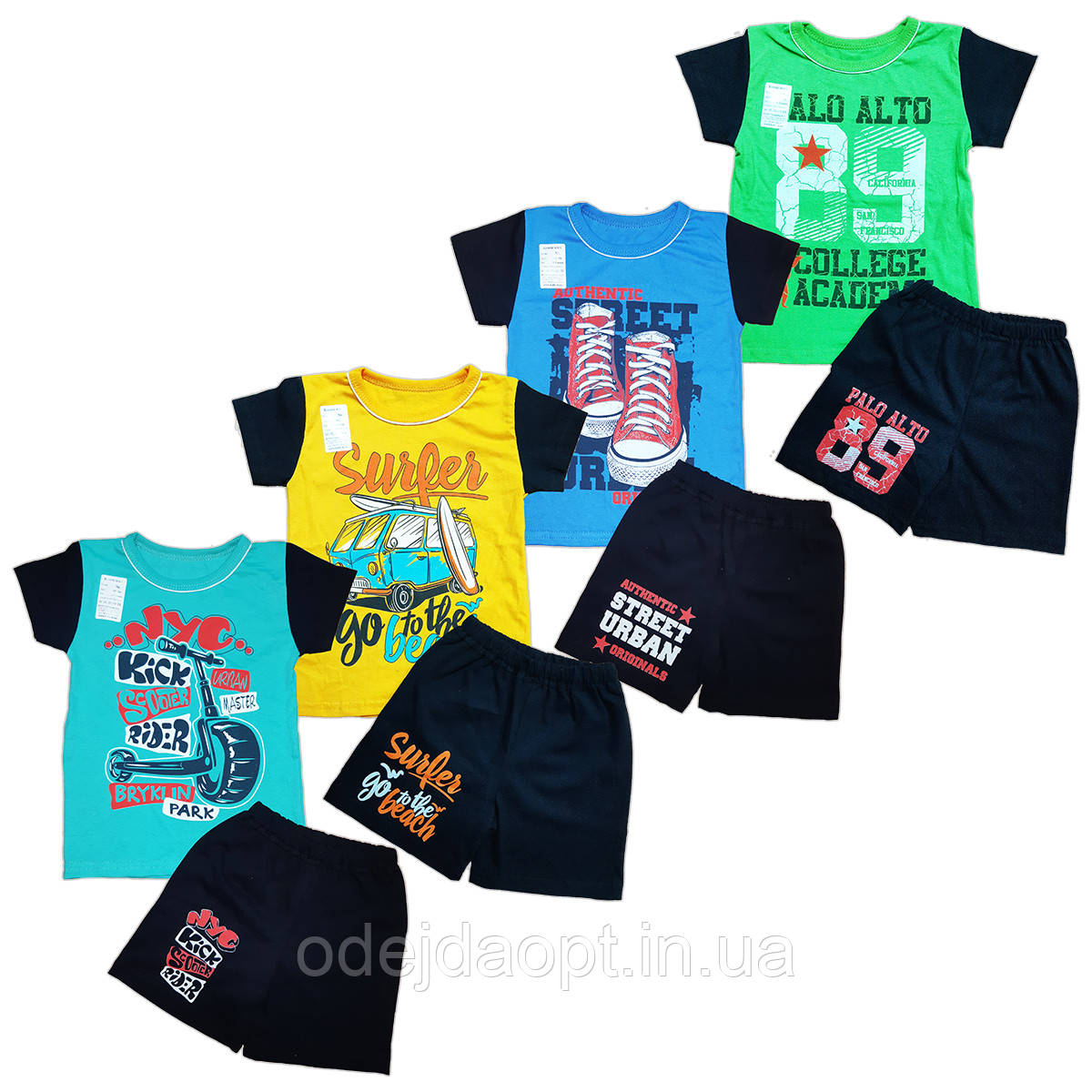 Детский летний комплект для мальчика футболка с печатью и шорты 2,3,4,5,6,7,8 лет