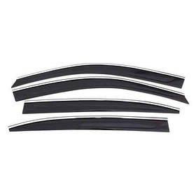 Дефлектори вікон вітровики хром Кіа Оптима 3 Kia Optima III 10- КТ (Накладні)