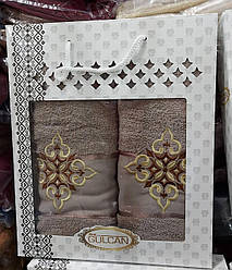 Рушники махрові банне і лицьове «Gulcan» в подарунковій коробці (Туреччина)