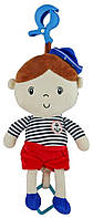 Плюшевая детская игрушка Кукла мальчик моряк Вaby Mix STK-18872 с клипсой для коляски, разноцветная