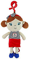 Детская плюшевая игрушка Кукла девочка морячка Baby Mix STK-18872 с клипсой для кроватки, разноцветная