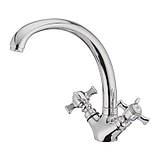 Змішувач латунний для кухні двовентильний на гайці високий Haiba Zeus 273 NUT (HB0434), фото 3