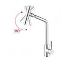 Змішувач Mixxus SUS-017 для кухні високий неіржавка з обертовим аератором SUS304, фото 4