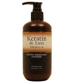Відновлюючий шампунь з кератином Keratin De Luxe Premium Enrichment Shampoo 300 мл